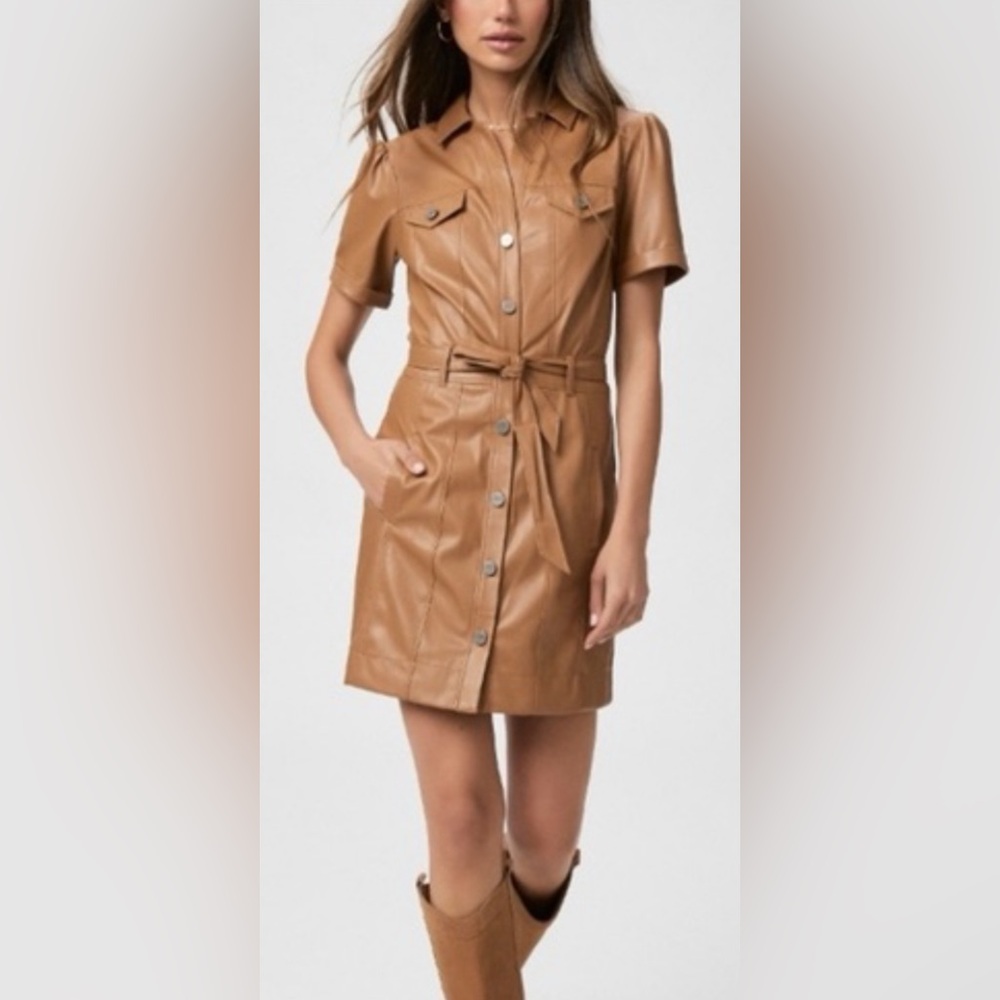 PAIGE Faux Leather Amina Dress